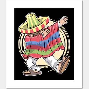 Cinco De Mayo Dabbing Mexican Poncho Posters and Art